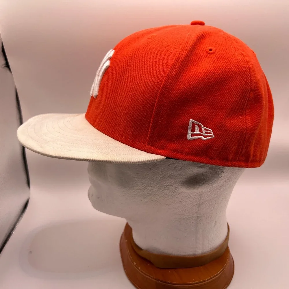 New Era 59FIFTY New York Yankees MLB Fitted Hat Orange White 7 1/2 Cap
